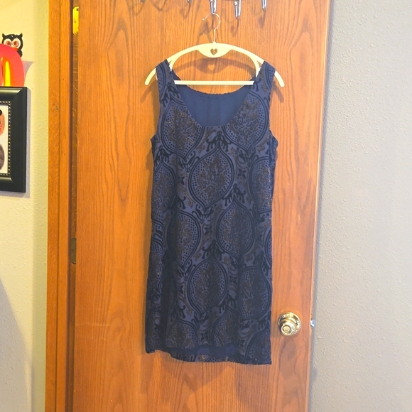 Loft Petite Medium Dress Navy/Gold - Picture 2 of 4